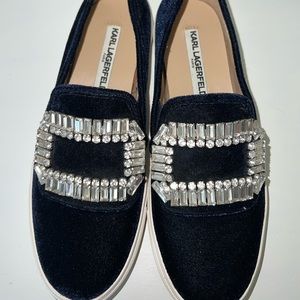 Karl Lagerfeld Embellished Navy Loafers